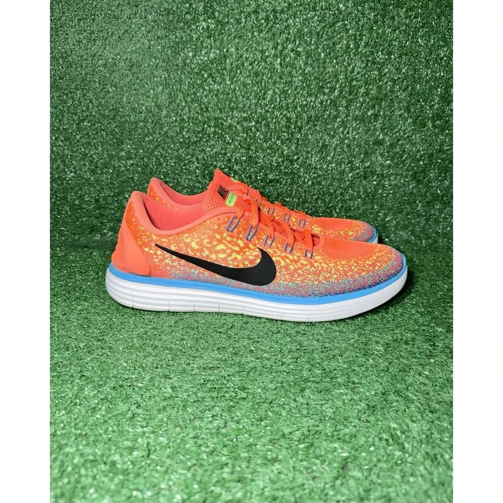 Nike Free Run Mens Size 13 Orange Blue White Running Shoes Comfort Sneakers